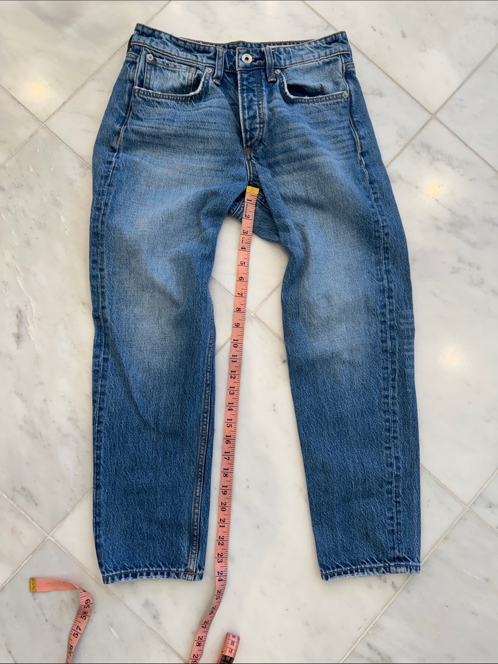 rag & bone Medium Blue Boyfriend Jeans with Button Fly - Picture 2 of 6